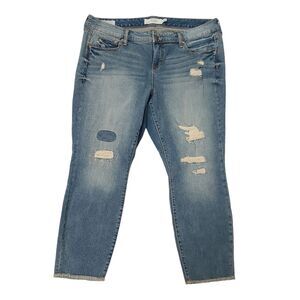 Torrid Ankle Skinny Jeans Womens 18 Blue Stretch Distressed Raw Hem Medium Wash